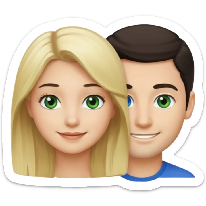 Girl blonde Green eyes man dark Hair blue eyes sticker