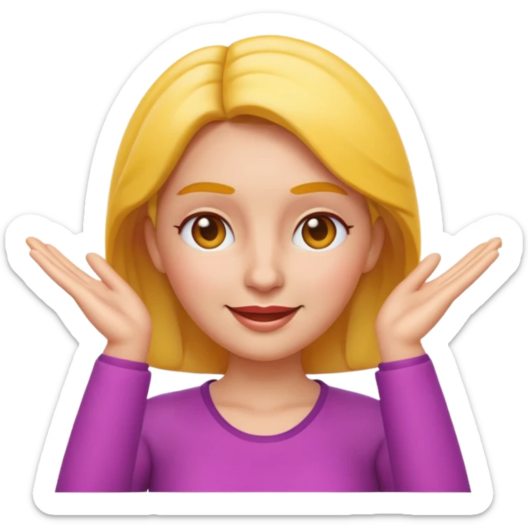 Apple-style 3D emoji of a cartoon woman with both hands placed at the sides of her forehead, as if pointing or highlighting the forehead area, cheerful and clear expression, colorful emoji style, no background. sticker