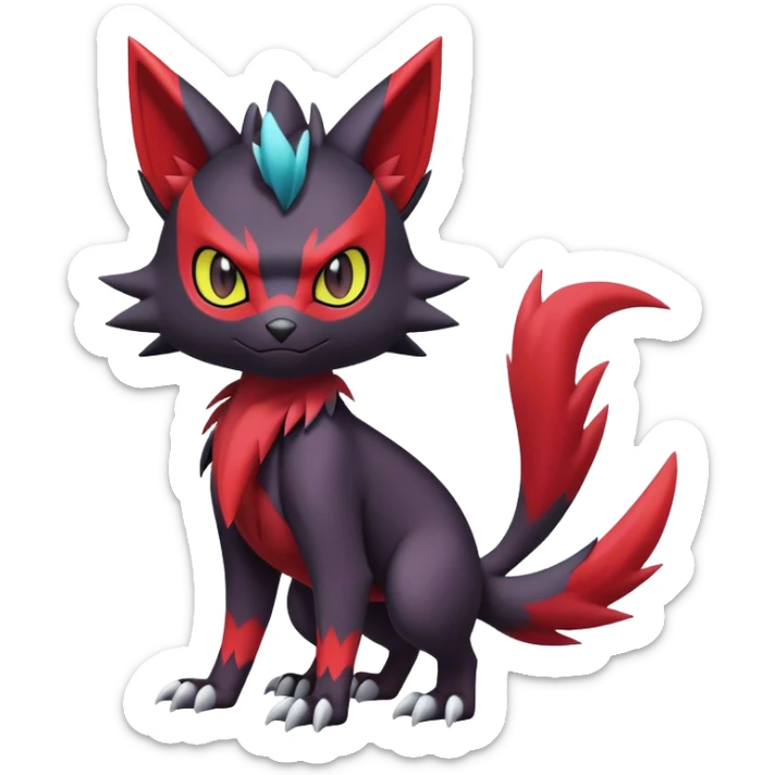Edgy Cute Cool Kawaii Litten-Noivern-Zoroark-Noibat-Pokemon Full Body   sticker