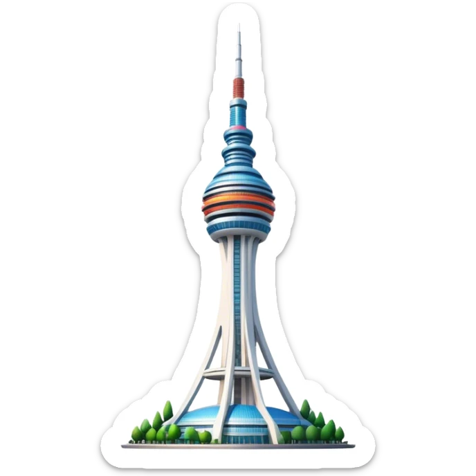 Cinematic Realistic N Seoul Tower Landmark Emoji, showcasing a futuristic tower with panoramic views rendered with sleek textures and vibrant, modern lighting. sticker