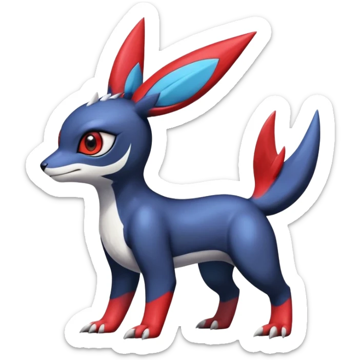  Cute Shiny Exotic Colorful Guilmon-Latias-Koraidon-Umbreon-Fakémon-hybrid-creature (full body)  sticker