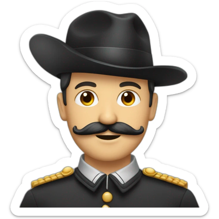 Homme avec des cheveux noirs plaqué sur le côté avec un uniforme allemand et une petite moustache carré positionner sous son nez sticker