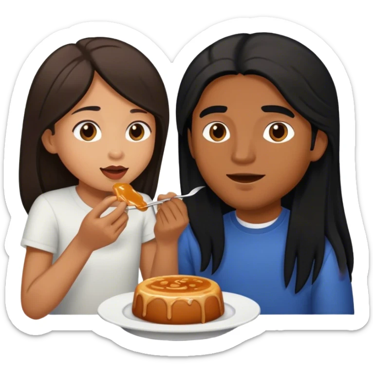 Caramel brown Guy with long black hair eating with brown hair Filipina sticker
