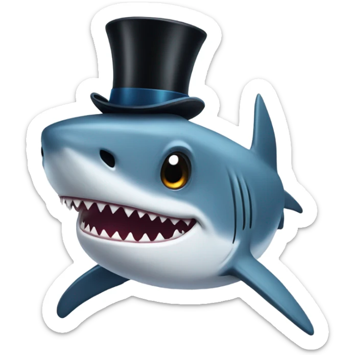 Shark with a top hat sticker