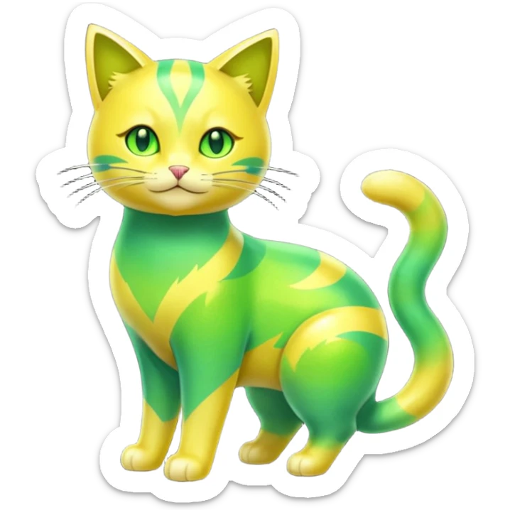 Green and Yellow Electrike-Amaura-Aurorus-Shiny-glorp-cat-fusion (full body) sticker