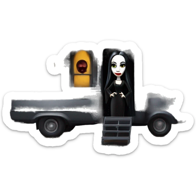 Reality morticia Addams haunted Queen Anne dream house on food truck  sticker