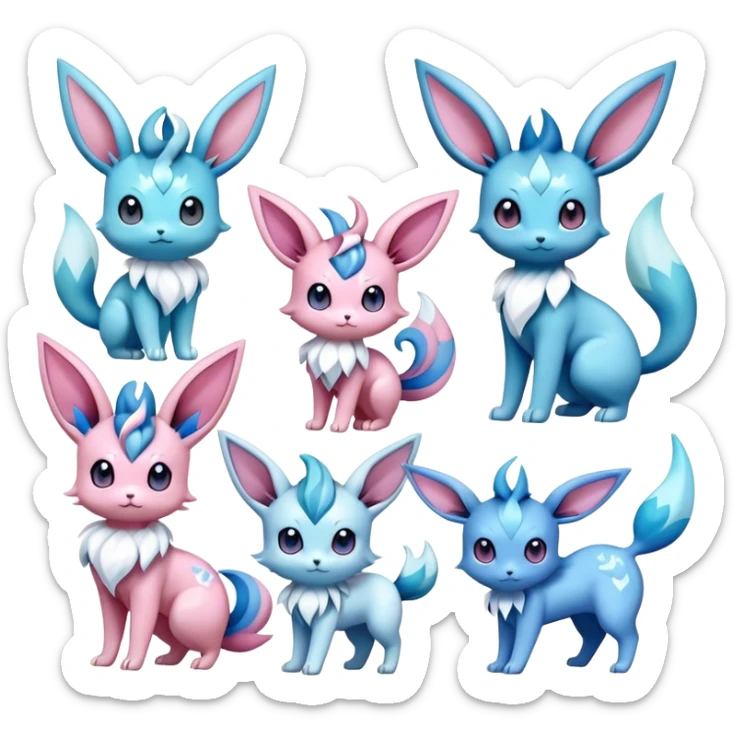 Kawaii Sylveon-Glaceon-Vaporeon-Espeon-Pokémon full body sticker