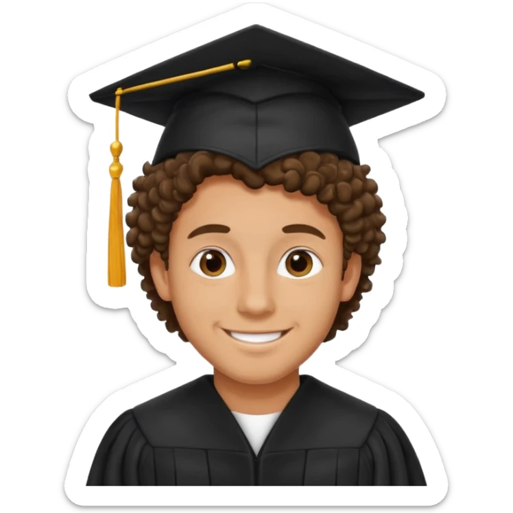 hombre moreno con pelo no tancrespo graduado con toga sticker
