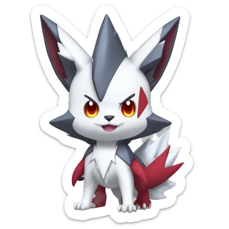 Cool Edgy Cute Chibi Shiny Zangoose-Zoroark-Fakemon-Pokémon Full Body Detailed High Quality sticker