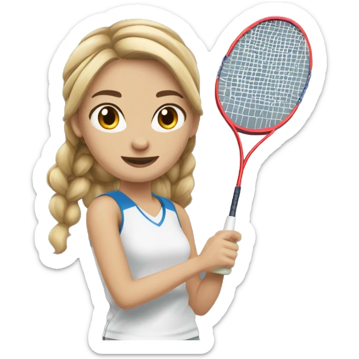 badminton player female ponytail light skin wavy hair playing badminton sticker