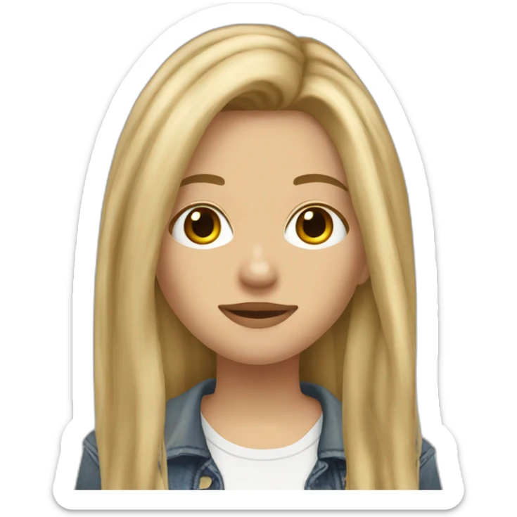 French dirty blonde teenage girl with long hair and with Converse shoes sticker