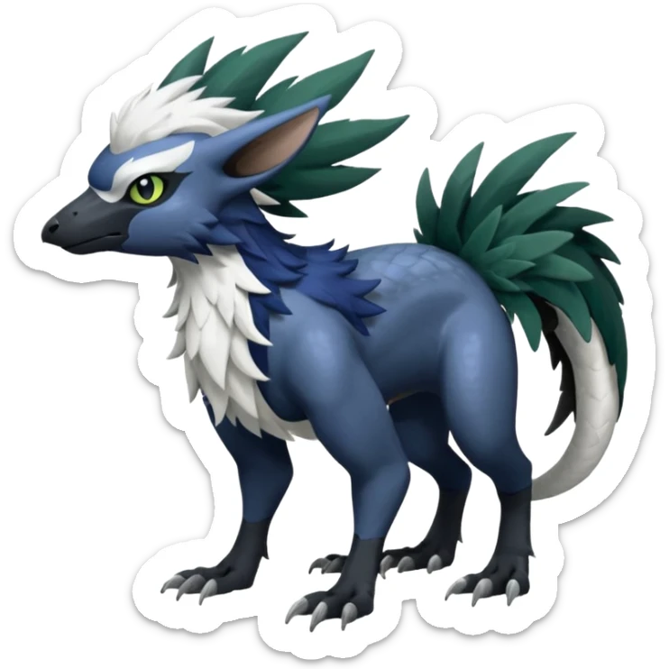 Shiny Black Grey White and Dark-Green Trico-Nargacuga-Silvally-Absol-fusion sticker