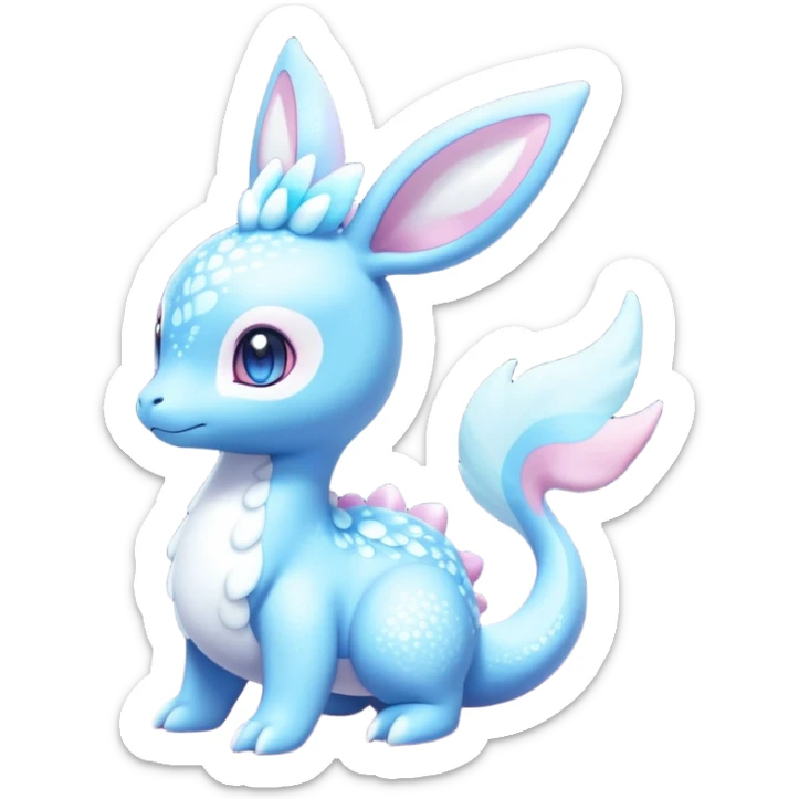 Shiny Exotic Colorful Ethereal Sparkly Sylveon-Lapras-Amaura-Aurorus-Fakémon-hybrid-creature (full body)  sticker
