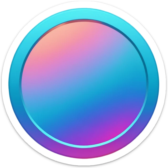 
One  Rotate 35 degree  coin color in in gradient of turquoise, blue, pink, purple, and coral sticker