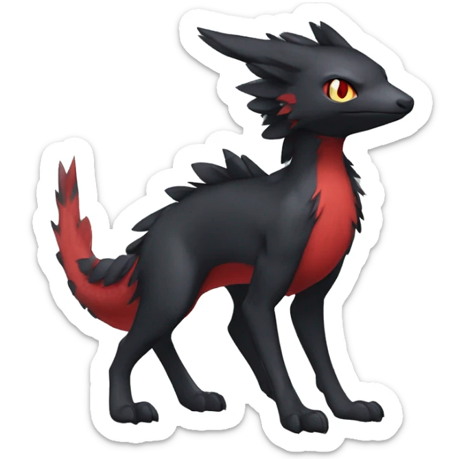 Cute cool black red nargacuga animal hybrid Fakemon full body sticker