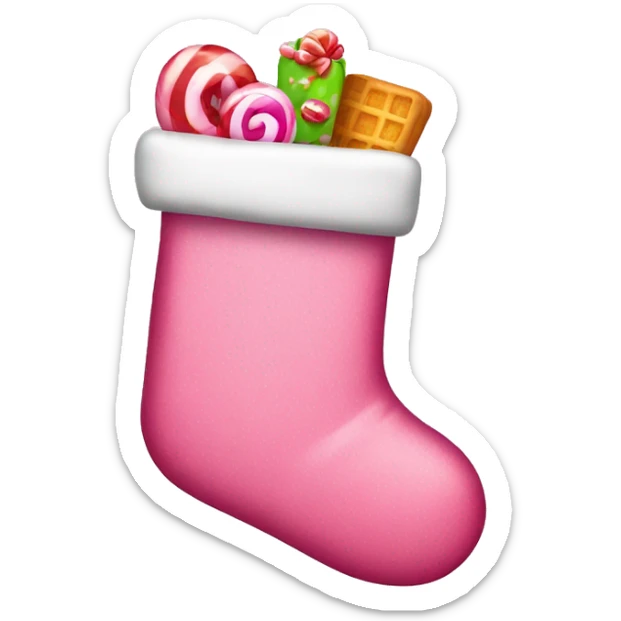 Pink Christmas stocking with sweets sticker
