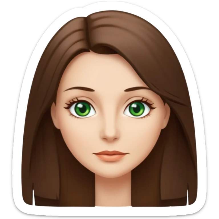 pretty middle age woman with green eyes and long straight ash-brown hair  sticker