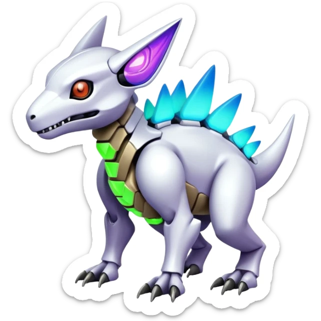  exotic colorful futuristic modern cyber-Cubone-Fakémon-Digimon-Trico-Vernid-creature sticker