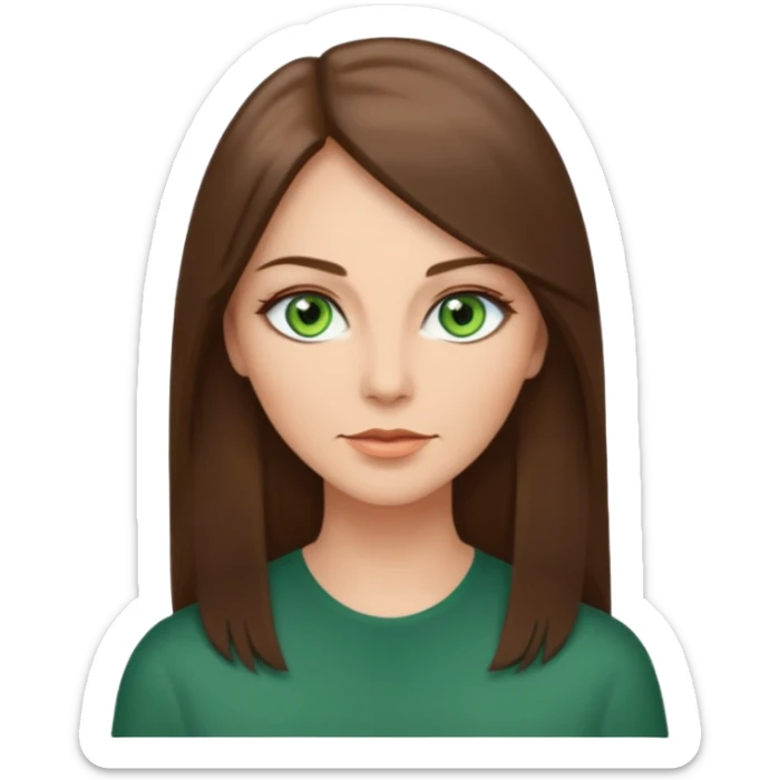 pretty middle age woman with green eyes and long straight ash-brown hair  sticker