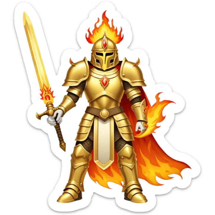Emperor of Mankind from Warhammer 40K with golden armor and a large flaming sword sticker