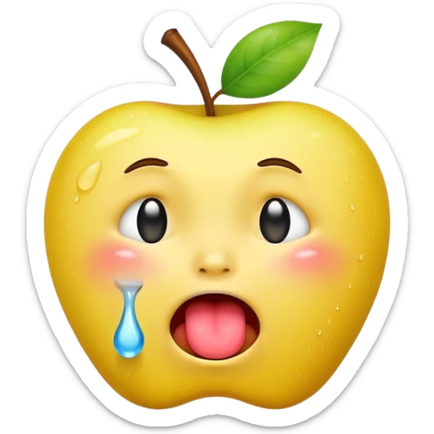 regular yellow apple emoji but it’s crying streams of tears and has its tongue out sticker