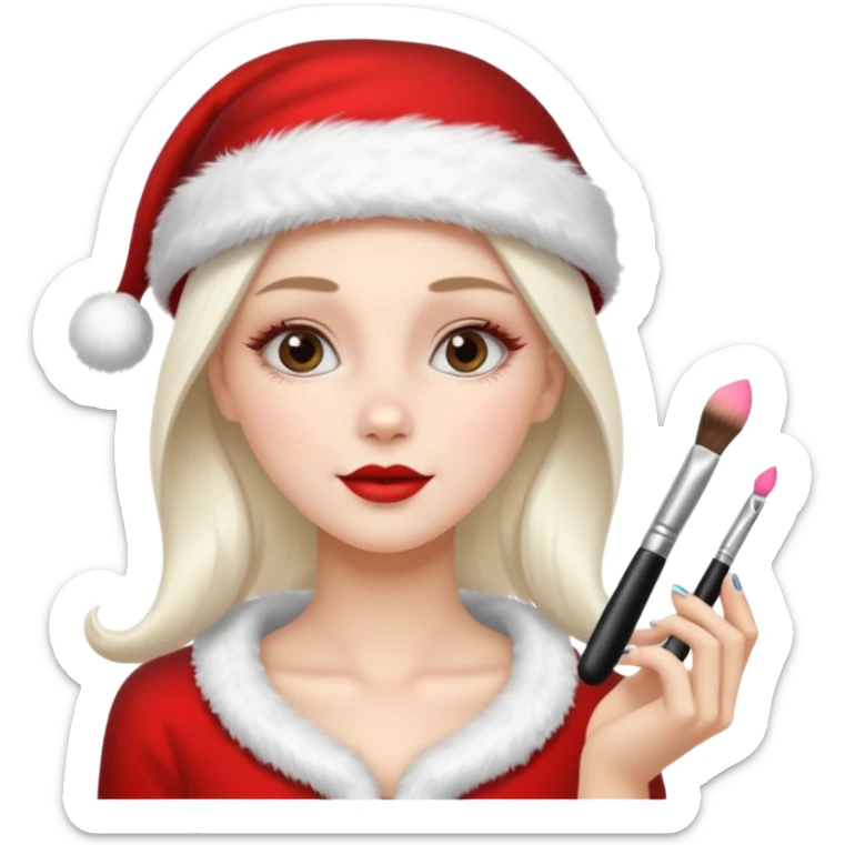 clean and vanilla girl who loves cosmetics and fashion with santa claus hat like holiday mood sticker