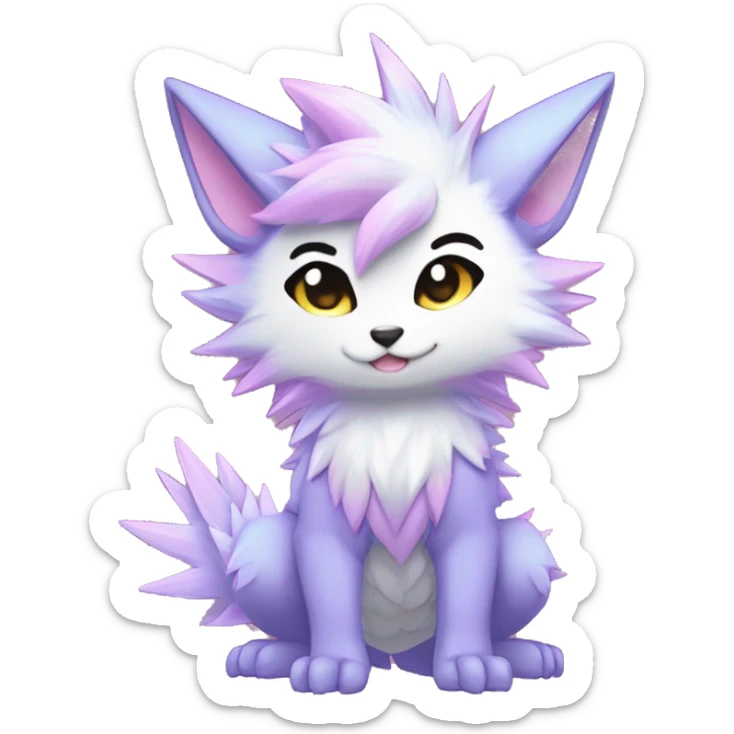 Anthro Scalie Spiky Cool Edgy Magical Shiny Colorful Pastel Sparkle Kemono-style Chibi Fantasy-Animal-Fakémon-Pokémon-Hybrid Fur Sona Aesthetic Full Body sticker
