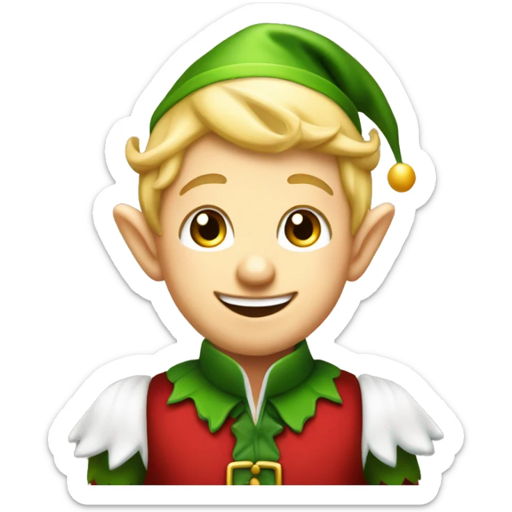 Cute little male Christmas elf with blonde hair and a 5 o clock shadow, smiling and blushing  sticker