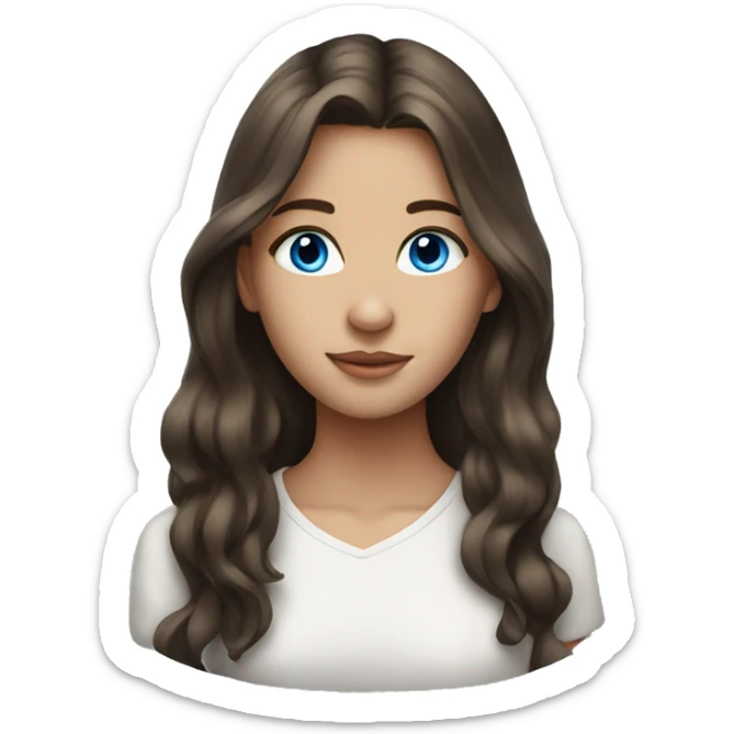 Beautiful teenage girl, long hair, brunette, blue eyes sticker