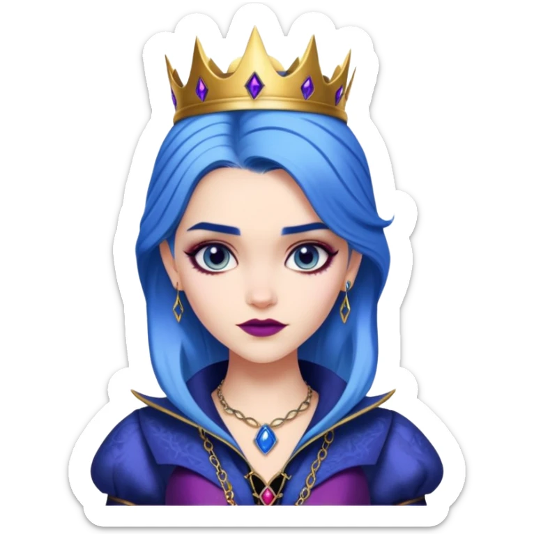 Evie from Descendants, blue hair, fashion-forward outfit, daughter of the Evil Queen sticker