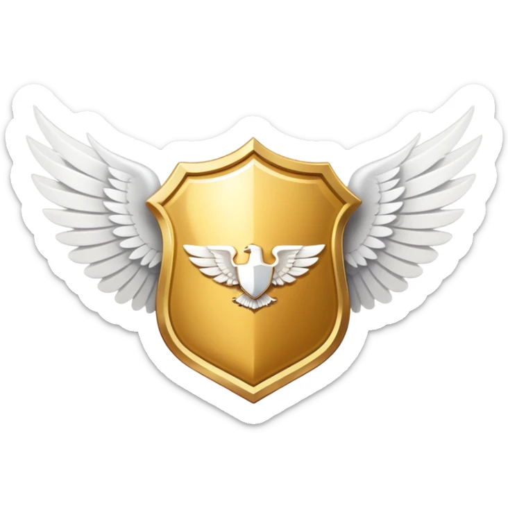 Gold shield with white wings and a VIP text label positioned below the center of the shield, simplified clean design sticker
