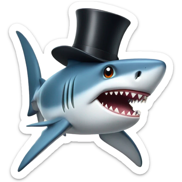 Shark with a top hat sticker