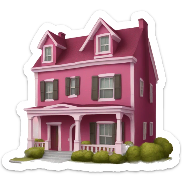 burgundy pink house sticker