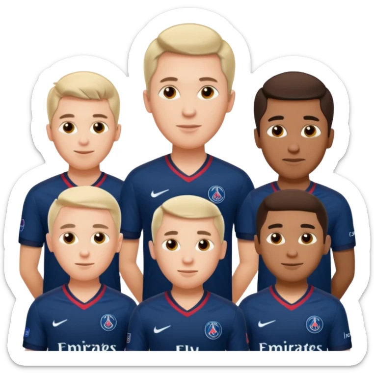 Realistic portrait of a group of men wearing PSG jerseys  sticker
