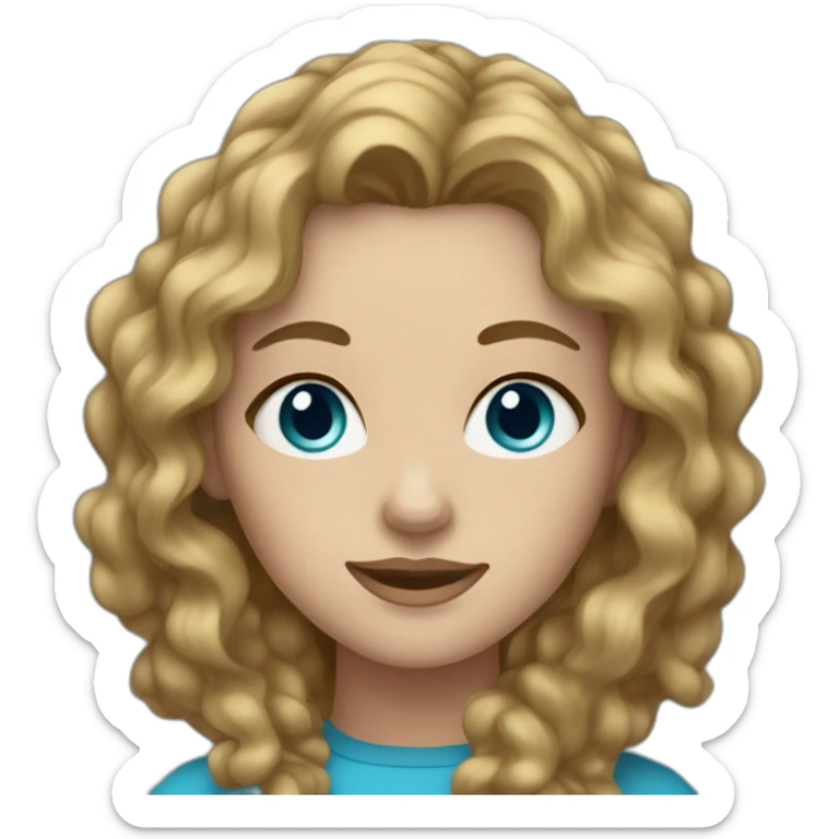 woman with dark blonde wavy hair and blue eyes and freckles sticker