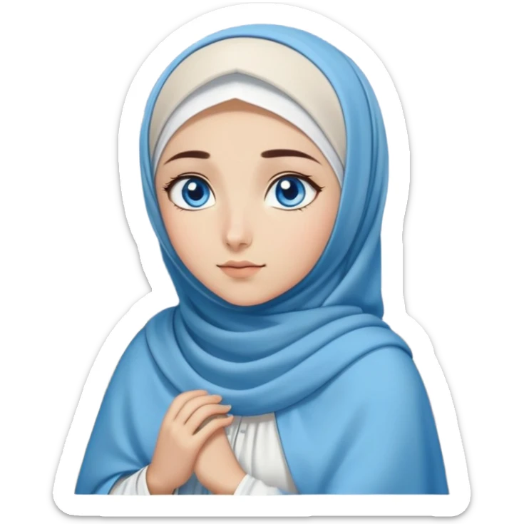 Turkish beautiful finish Konya girl blue eyes with moon hijab dress and watching the moonlight sky on the ground  sticker