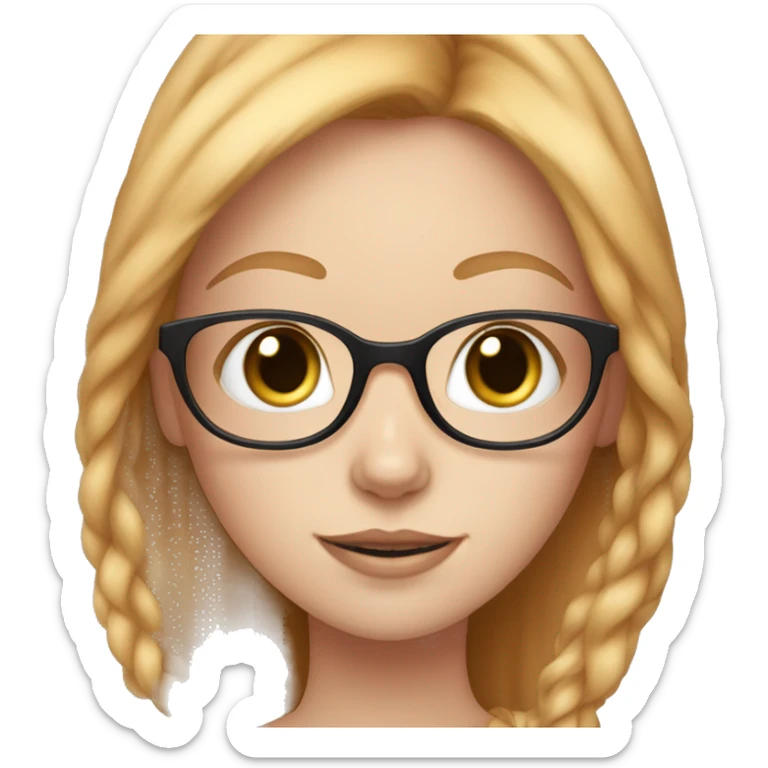 White skin strawberry-blonde haired girl with glasses holding long-haired calico cat sticker