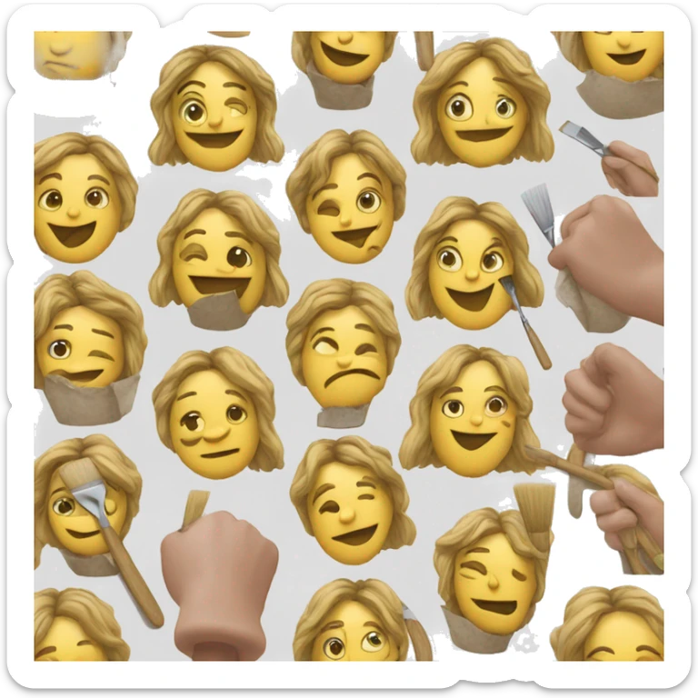 emoji de un pintor de casa con una brocha en la mano en diferentes estilos sticker