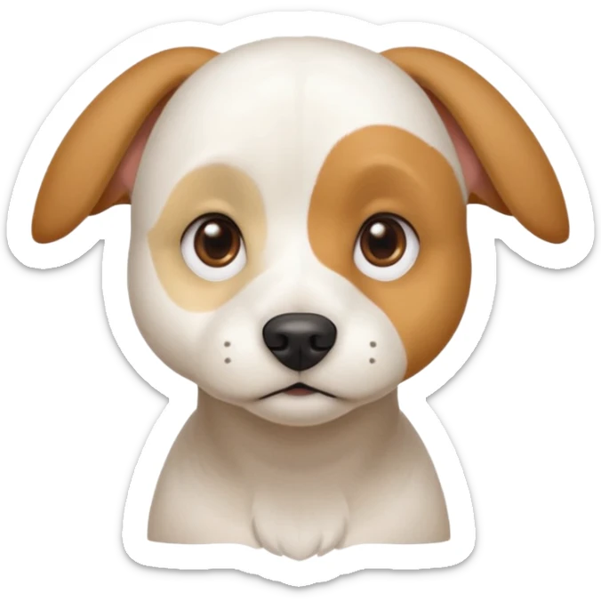 a white beagle x maltese x chi dog the size of a kelpie with light brown ears and a light brown patch on one eye sticker