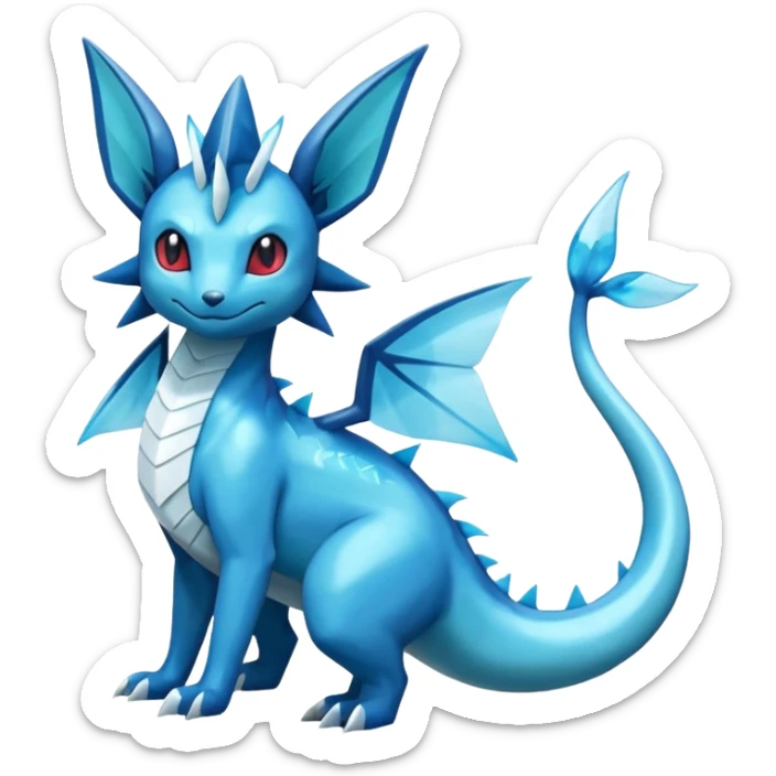 Glassy Glossy Alloy Salandit-Glaceon-Vaporeon-Salamence-hybrid-fusion (full body) sticker