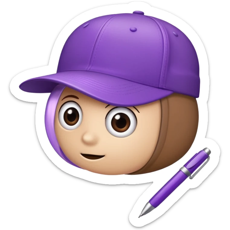 A plastic brown ball cap and the long rectangle purple. (With a pen) And looks like a BFDI style sticker