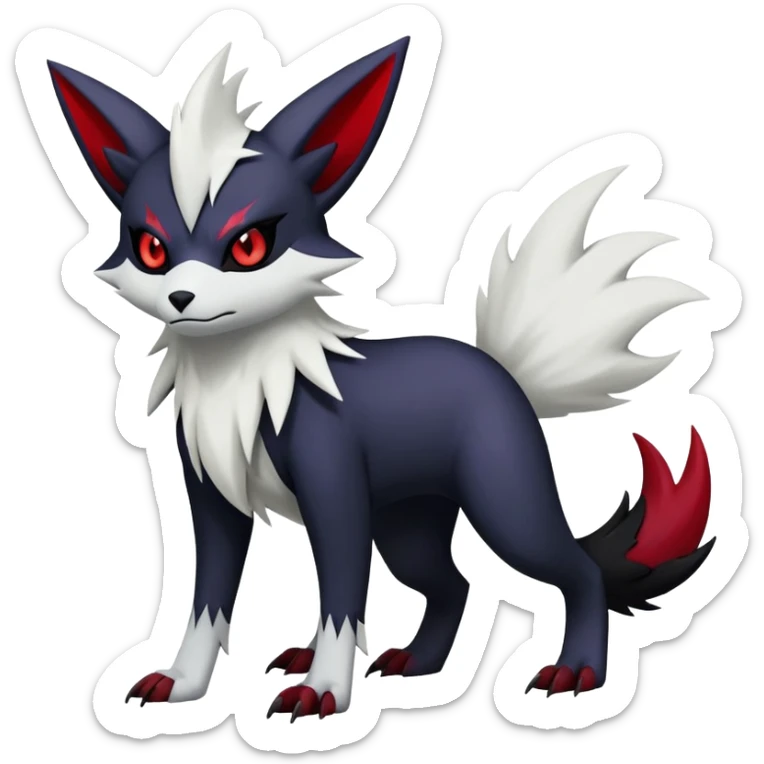 Vampiric feral emo dark Zangoose-Absol-Noibat-Fakémon-hybrid-creature (full body) sticker