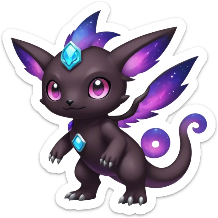 Cute cool colorful dark nebula fantasy-Fakemon-Digimon-animal-hybrid full body sticker