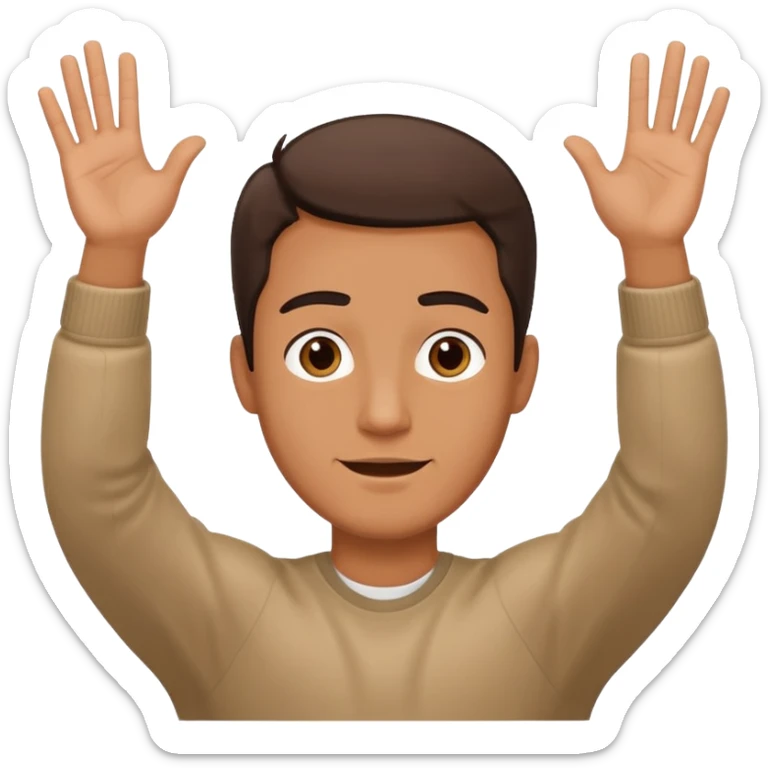 Make an emoji of a guy holding up two hands out like they're giving someone something or someone's giving them and right over those hands put six and seven on one hand each sticker