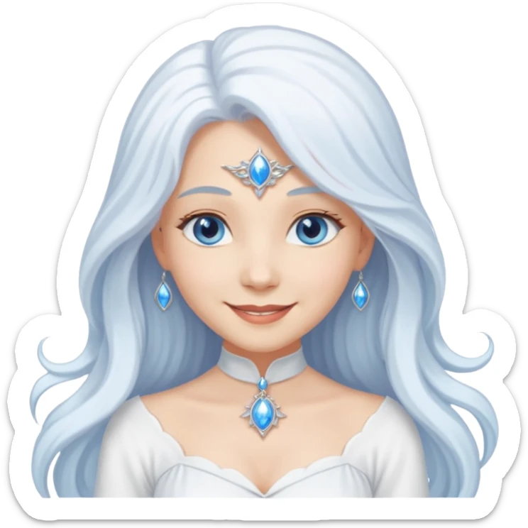 Good Witch of the North from The Wizard of Oz with light skin, blue eyes, long white hair, white outfit sticker