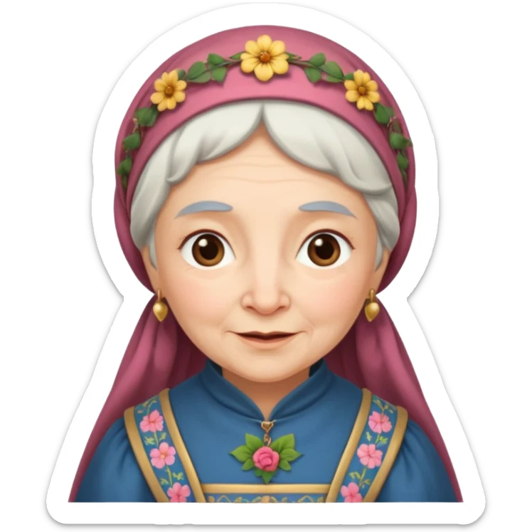 The kind and amiable grandmother in medieval fairy tales sticker
