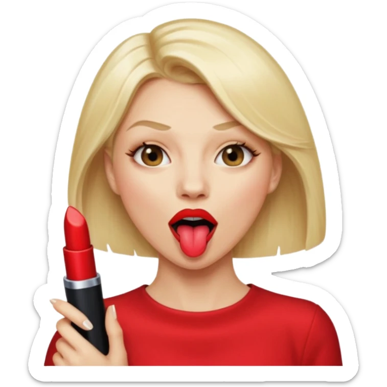 Woman head, blonde, slim, mouth wide open, tongue out, throat showing
 sticker