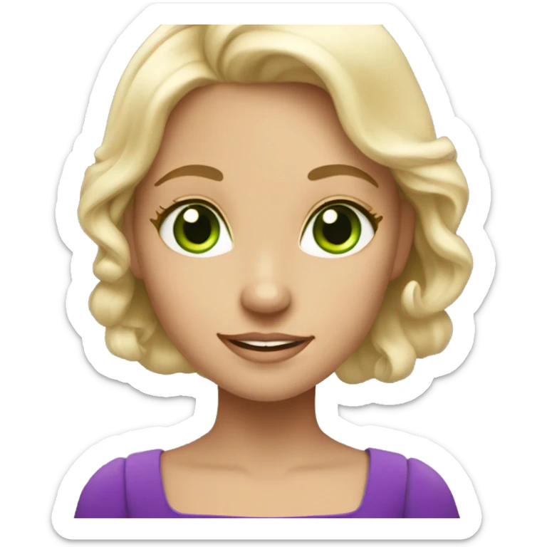 blonde princess with bright green eyes and purple dress lovely look sticker