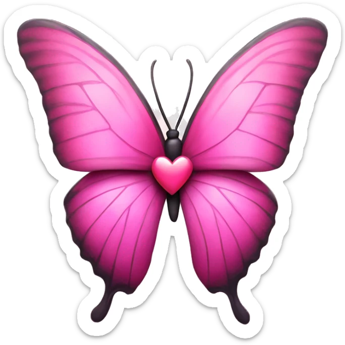 pink shiny heart on the wings of a butterfly sticker