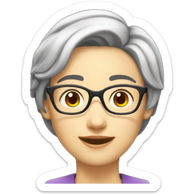 Teacher woman happy no glasses asian short hair sticker